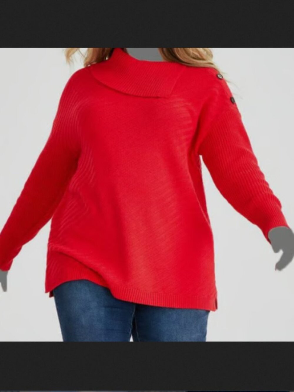 STYLE & CO INFERRED RED ENVELOPE NECK SWEATER, SZ 1x NWT